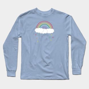 Minimalist Rainbow and Raindrops Long Sleeve T-Shirt